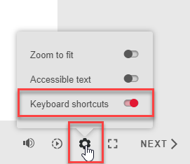 Screenshot of the Accessibility Controls menu with Keyboard Shortcuts enabled.