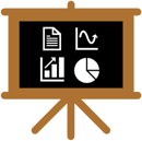 icon of a chalk board with chart types on it