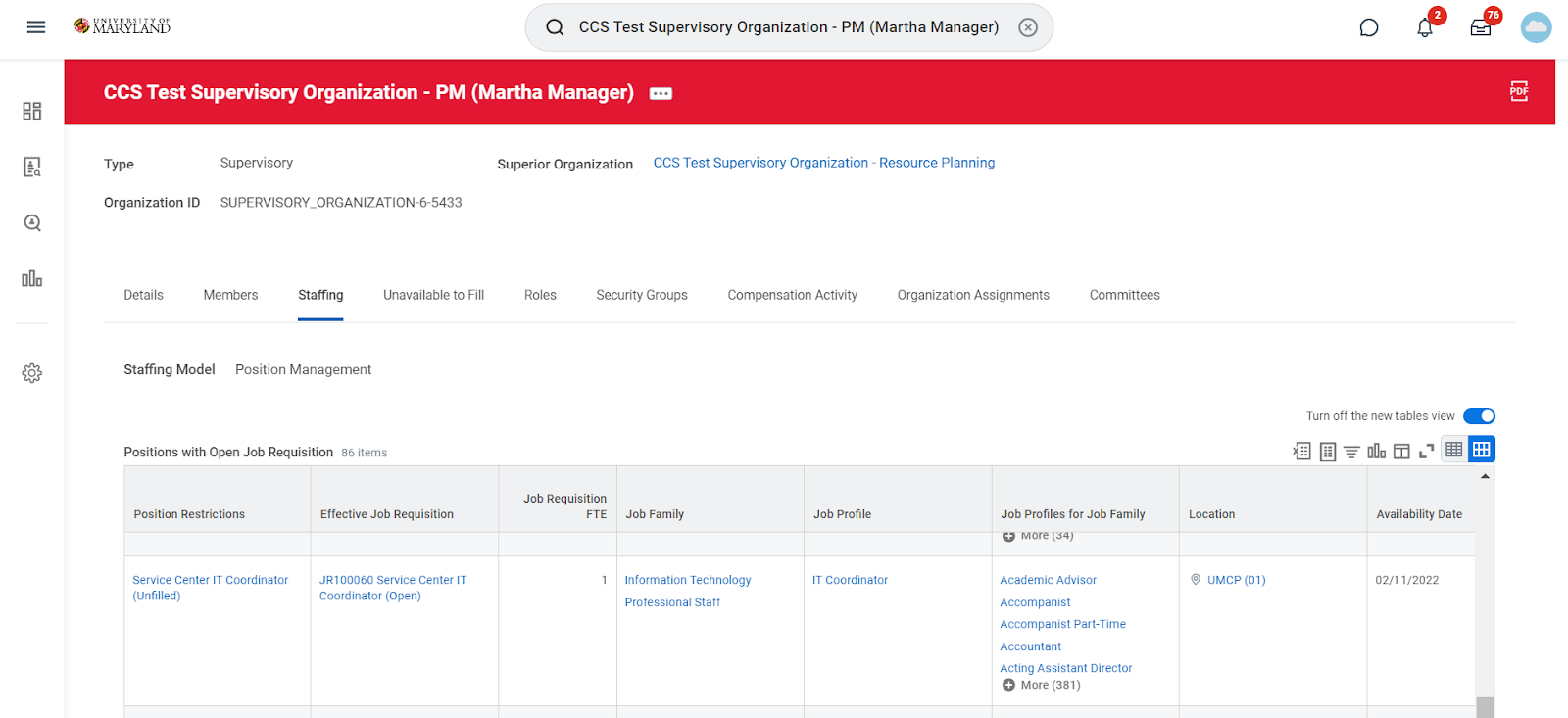Screenshot of the Workday Job Requisition Workspace