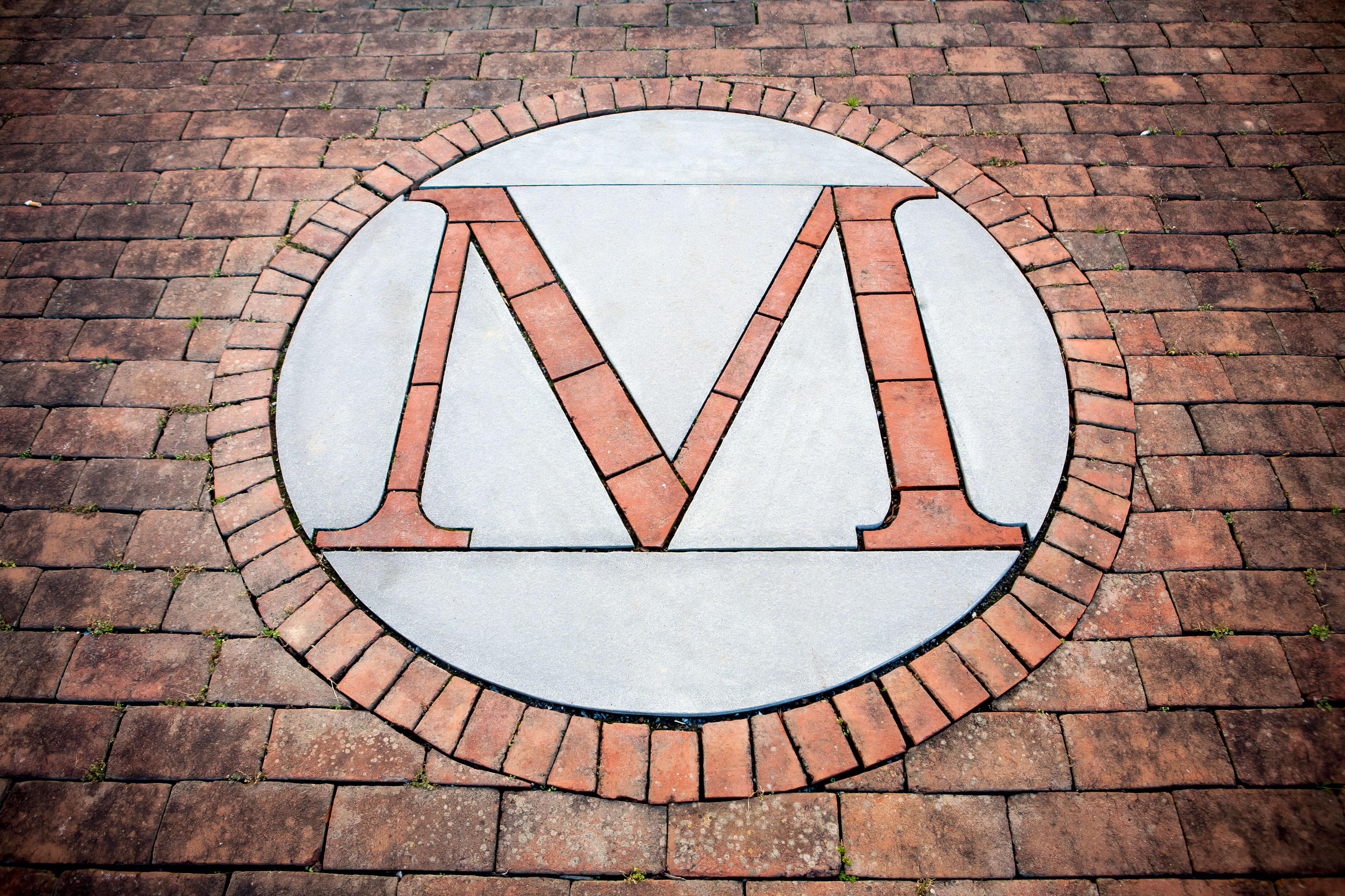 The letter M set in bricks